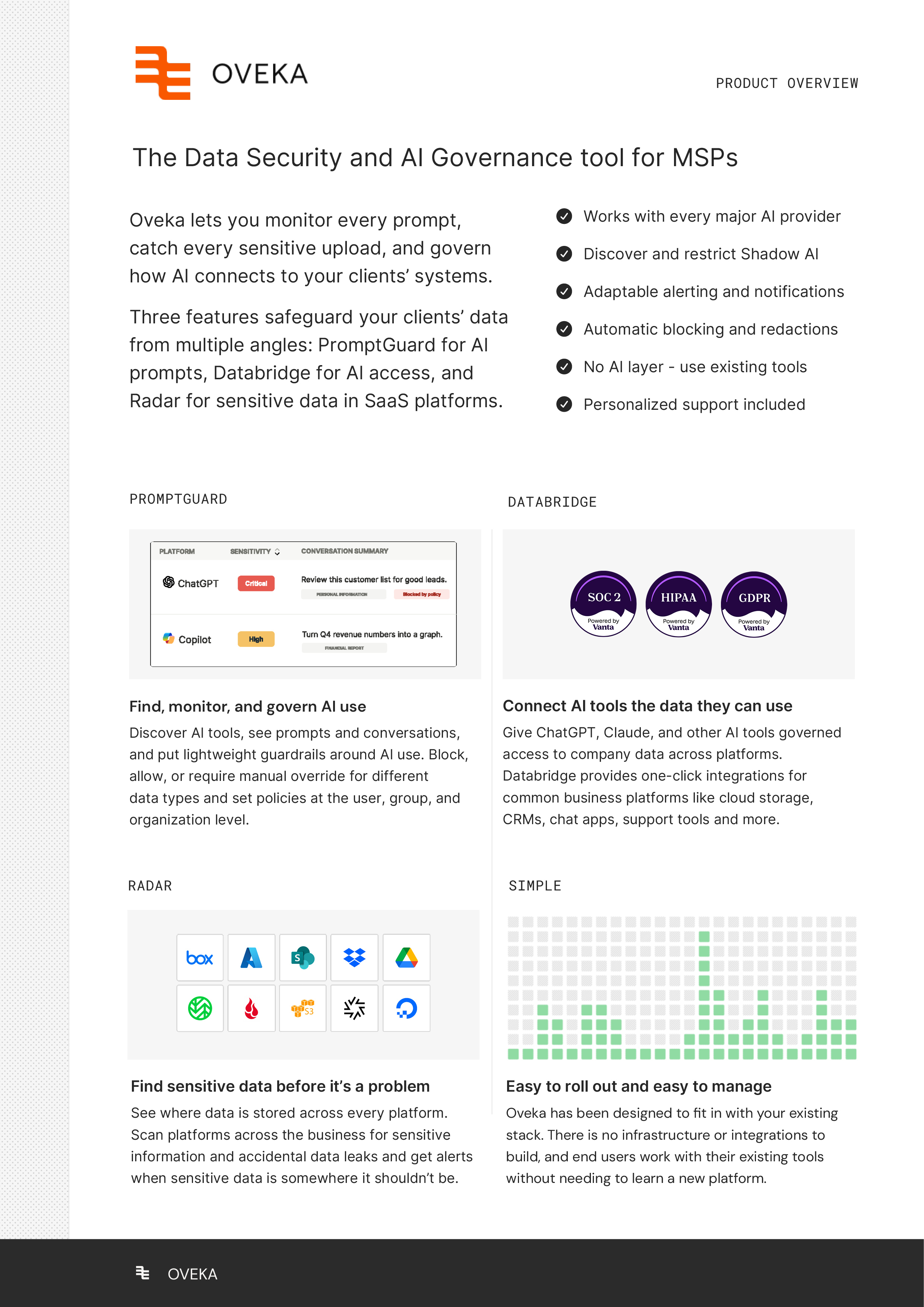 Oveka Platform Overview product sheet